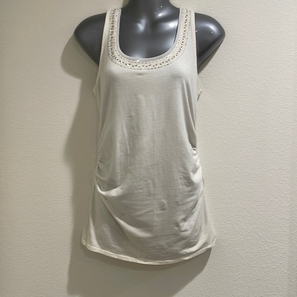 White House Black Market Tops - White House Black market beaded tank top size medium.